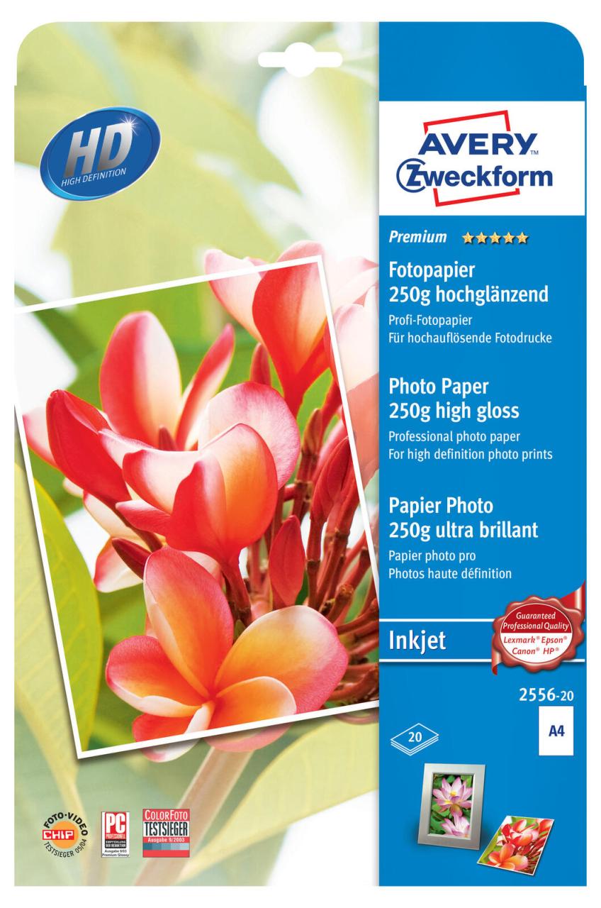 AVERY Zweckform Fotopapier Premium Inkjet-Photo-Papier A4 DIN A4 250 g/m²