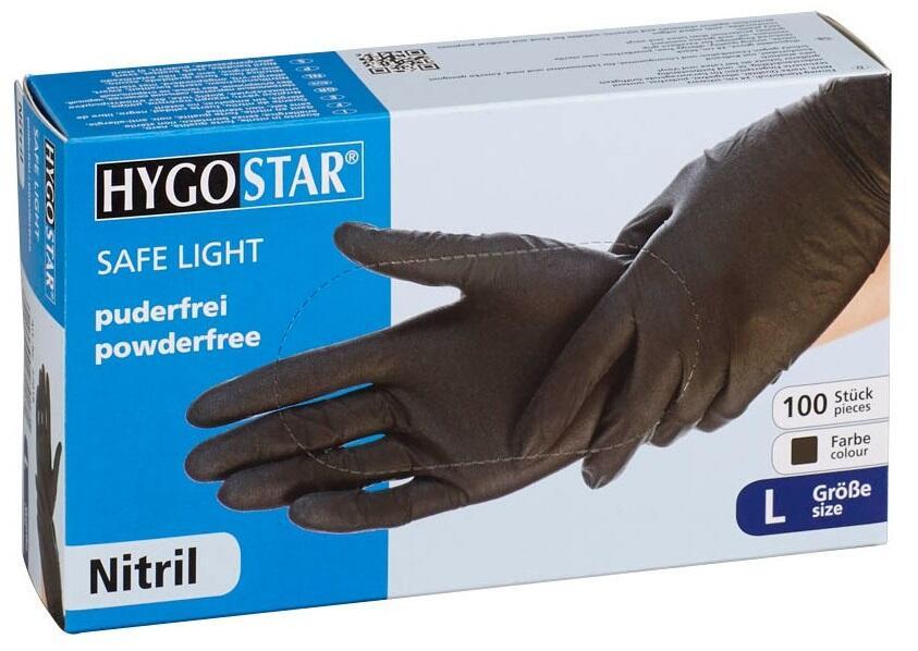 HYGOSTAR unisex Nitrilhandschuhe Safe Light schwarz Größe L - 100 Stück