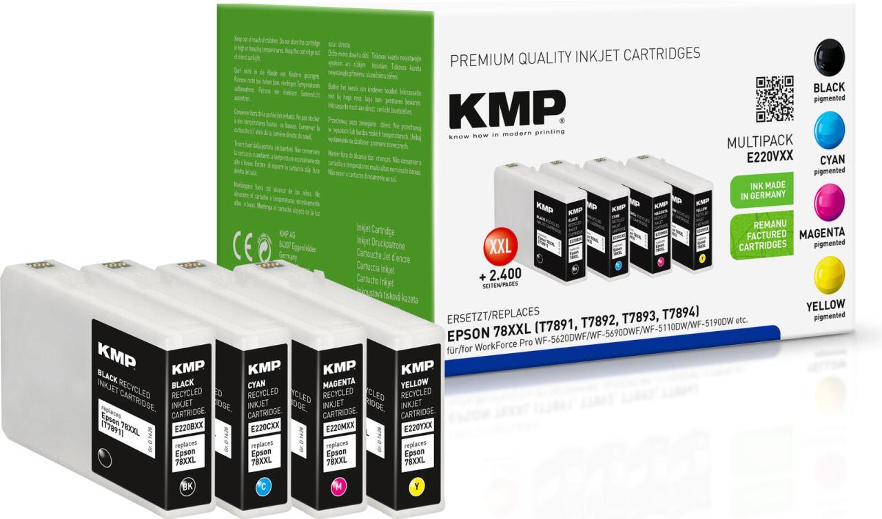 4011324268256 - MULTIPACK E220VXX - 4er-Pack - Hohe Ergiebigkeit - Schwarz Gelb Cyan Magenta - Tintenpatrone (Alternative zu Epson T7891 Epson T7893 Epson T7892 Epson T7894) 4011324268256 - MULTIPACK E220VXX - 4er-Pack - Hohe Ergiebigkeit - Schwarz Gelb Cyan Magenta - Tintenpatrone (Alternative zu Epson T7891 Epson T7893 Epson T7892 Epson T7894)