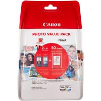 Canon Original PG-560XL + CL-561XL Druckerpatronen Value Pack - BK/C/M/Y 400/300 Seiten + 50 Blatt Fotopapier 10x15