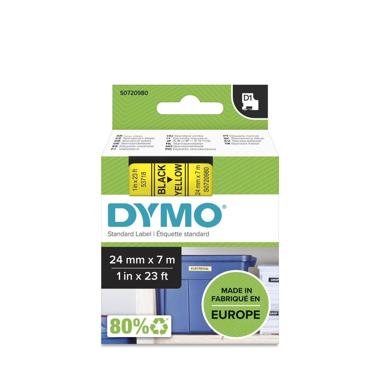 DYMO® Original D1-Schriftband für LabelManager™ 24mm x 7m - schwarz auf gelb