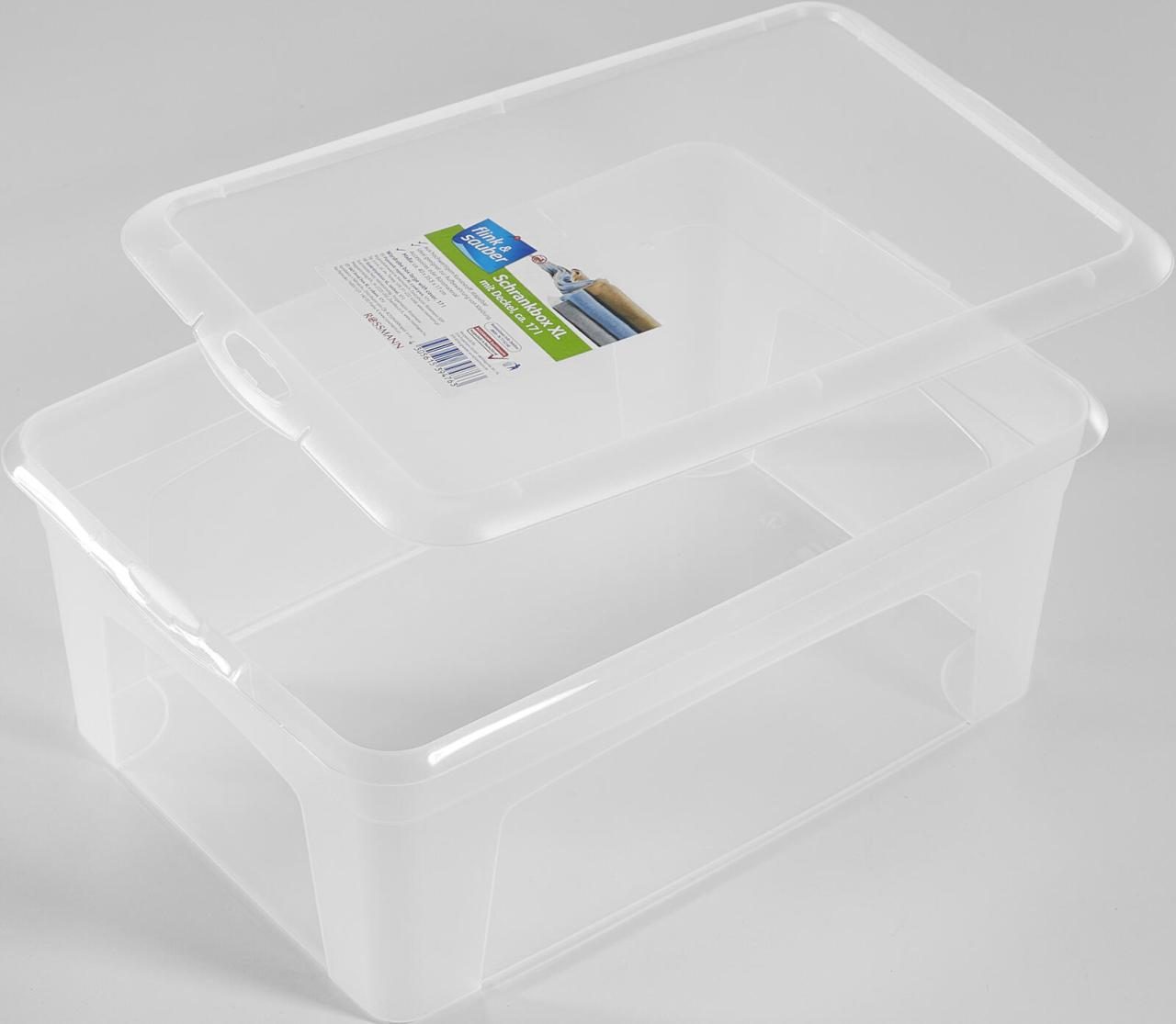 flink & sauber Aufbewahrungsboxen F&S Allzweckbox gr. mit Deckel 10,0 l - 38,0 x 26,0 x 14,0 cm transparent
