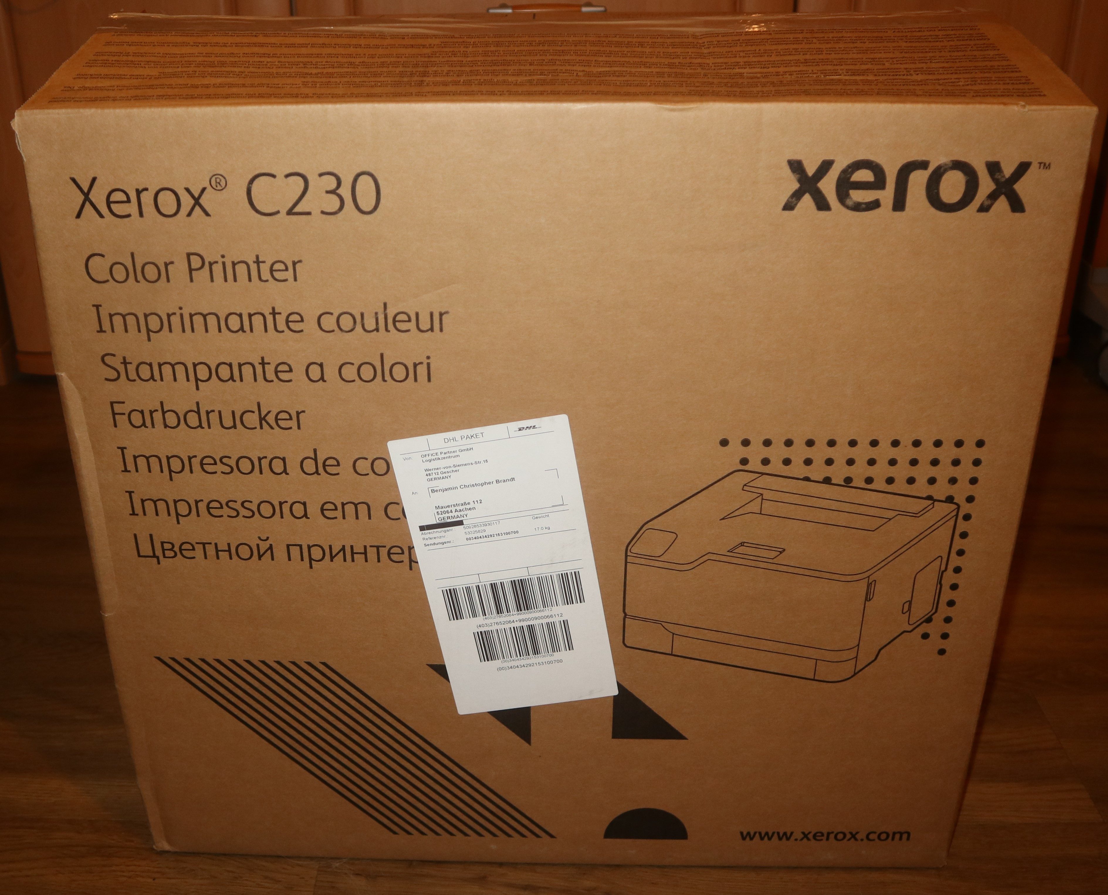 Transportverpackung des Xerox C230V_DNI