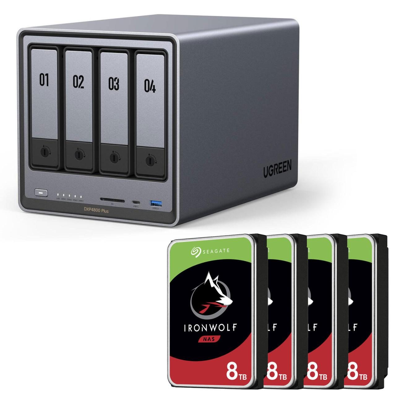 4260730619019 - 0 Ugreen NASync DXP4800 Plus + SEAGATE Festplatte 32 TB (4 x 8 TB) 4260730619019 - 0 Ugreen NASync DXP4800 Plus + SEAGATE Festplatte 32 TB (4 x 8 TB)